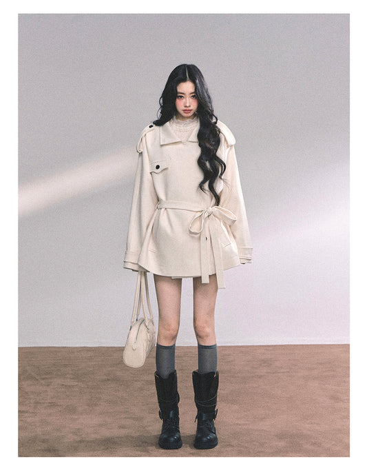 ShaoYeYan Shanghai Socialite British Style Loose Tweed Coat