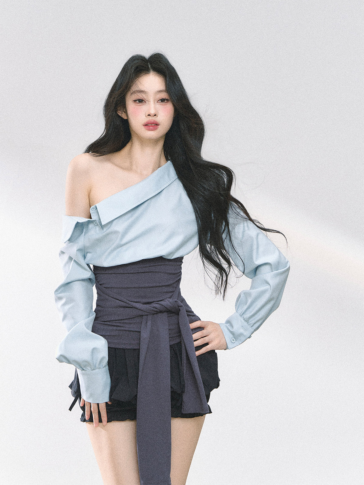 SHAOYEYAN Off-Shoulder Waist Tie Top