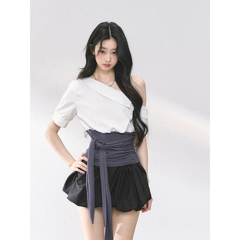 SHAOYEYAN Off-Shoulder Waist Tie Top