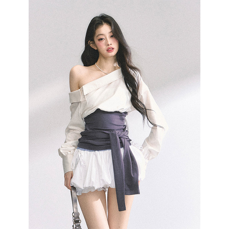SHAOYEYAN Off-Shoulder Waist Tie Top