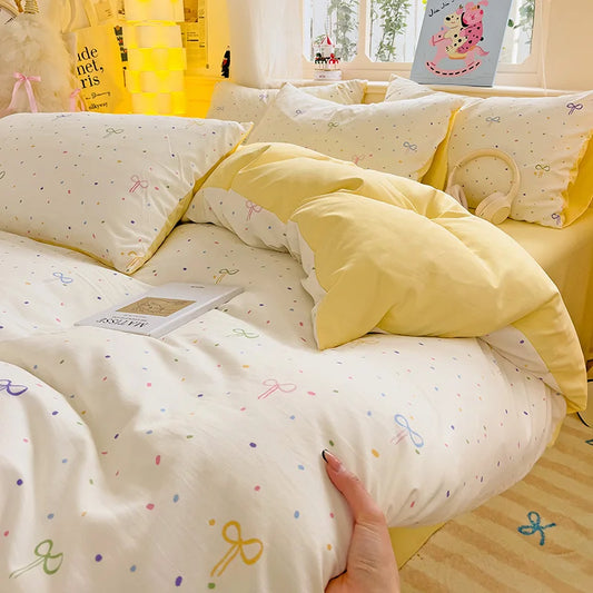 Yellow Bowknot Bedding Set