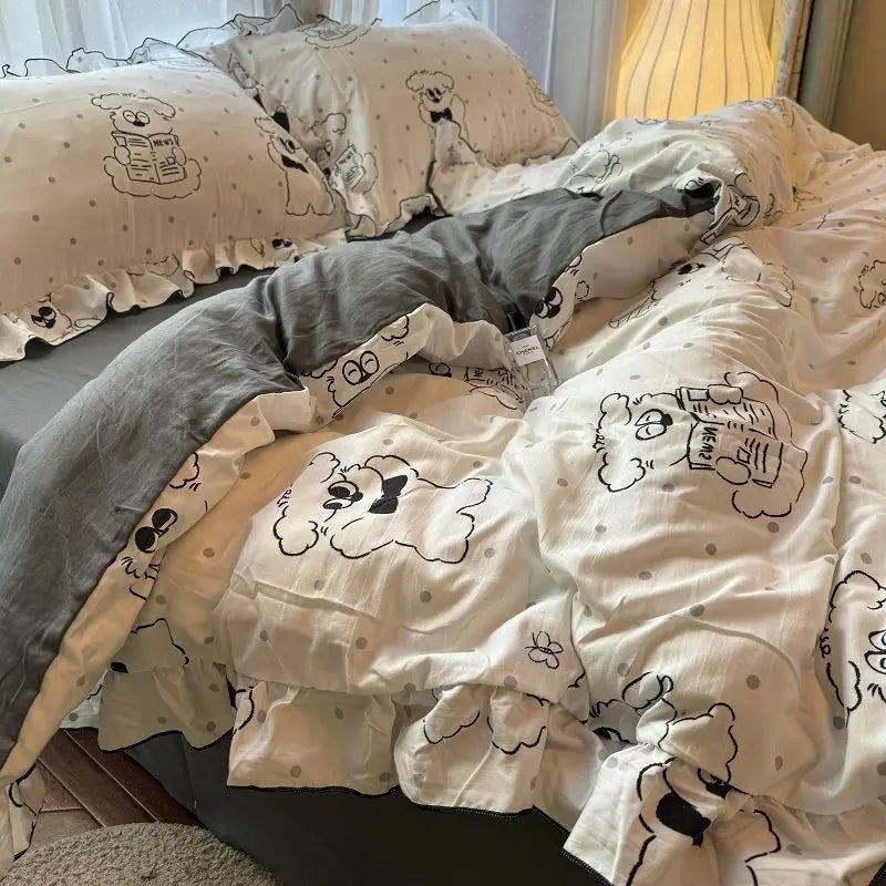 Korean Princess Duvet Cover Bedding Set