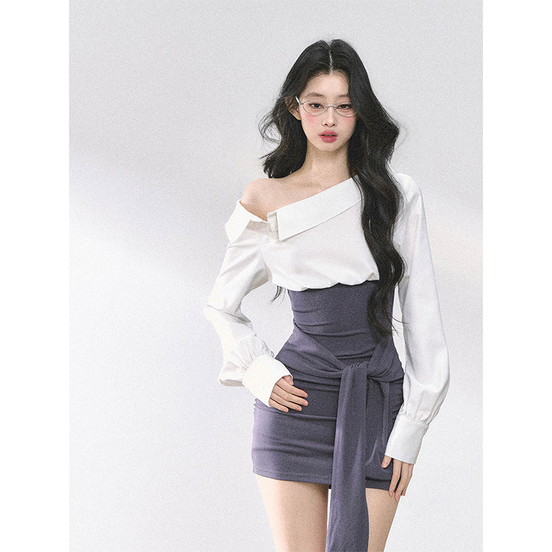 SHAOYEYAN Off-Shoulder Waist Tie Top